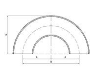 Codo radio largo 180°