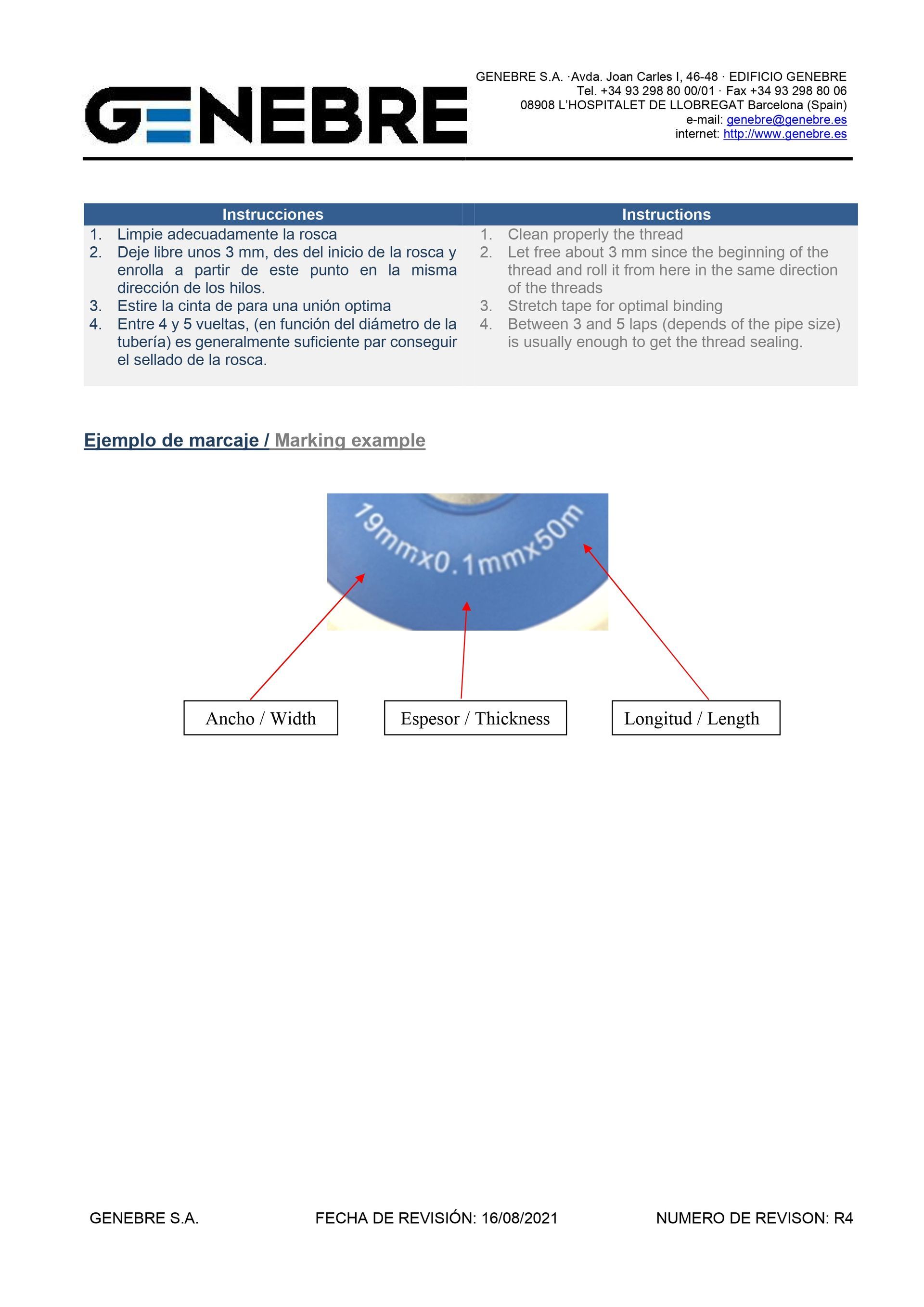Art 3955 Cinta “PTFE”