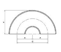 Codo radio corto 180°