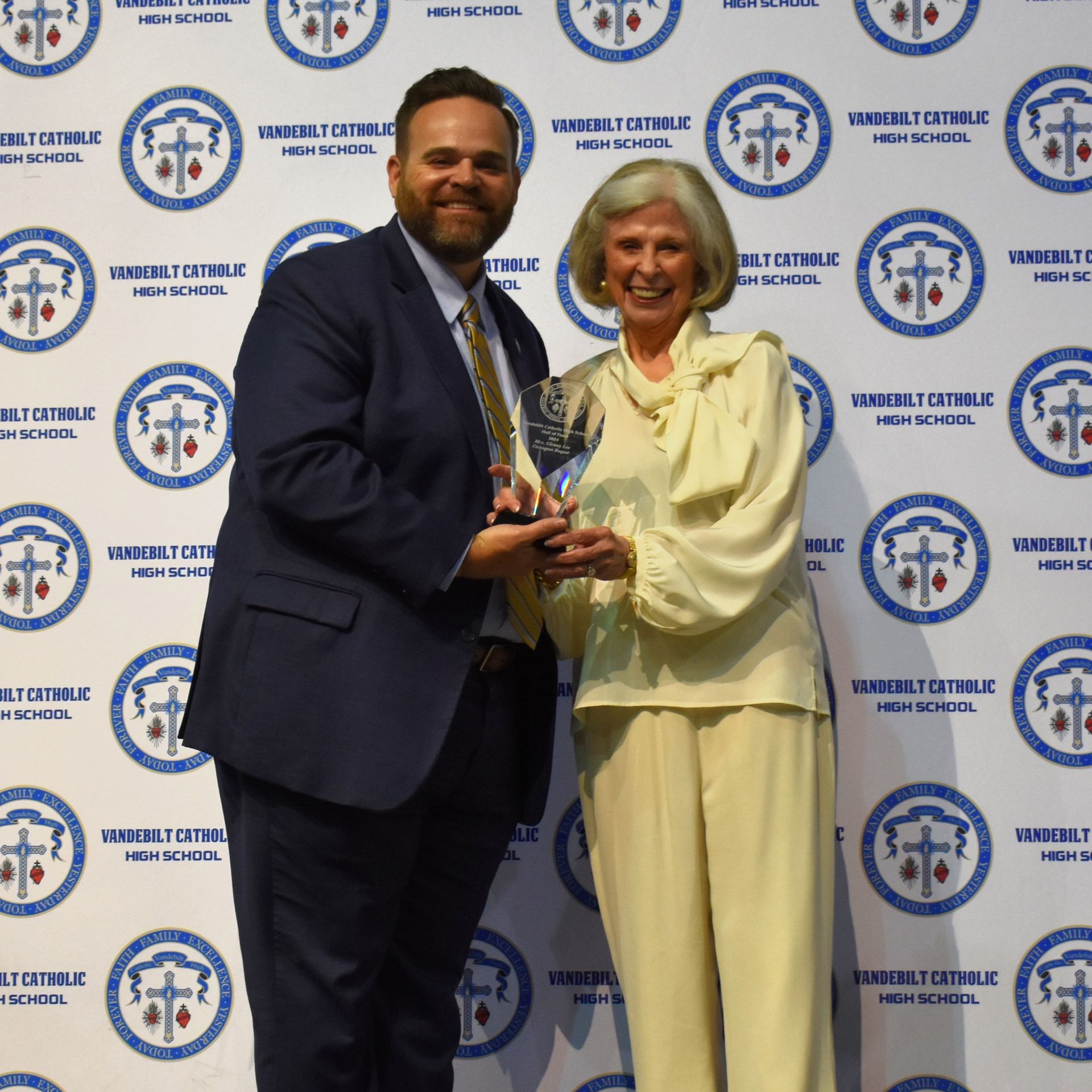 <p class="rteBlock"><strong>Mrs. Glenny Lee Castagnos Buquet ‘54 accepted the 2024 Hall of Fame Induction award.</strong></p>