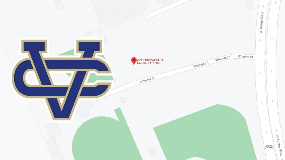 A map of a park with a blue and gold logo on it.