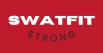 SWATFIT in white letters on red background with "STRONG" in shadowed text below.