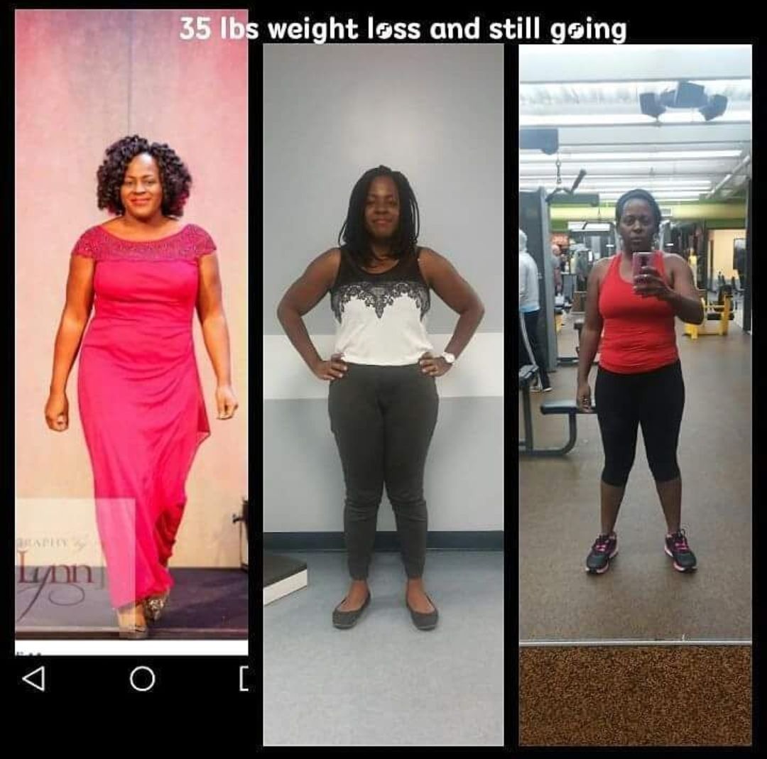 Woman in pink dress, casual outfit, and gym attire; weight loss progress photos.