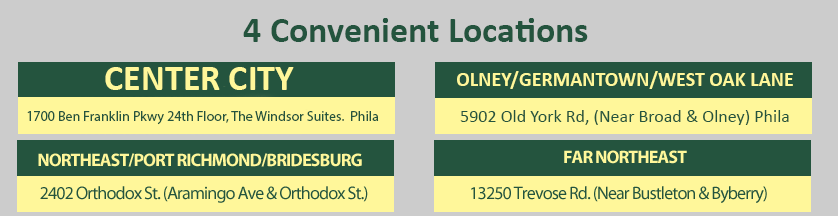 4 Locations, Legal Representation in Philadelphia, Pennsylvania