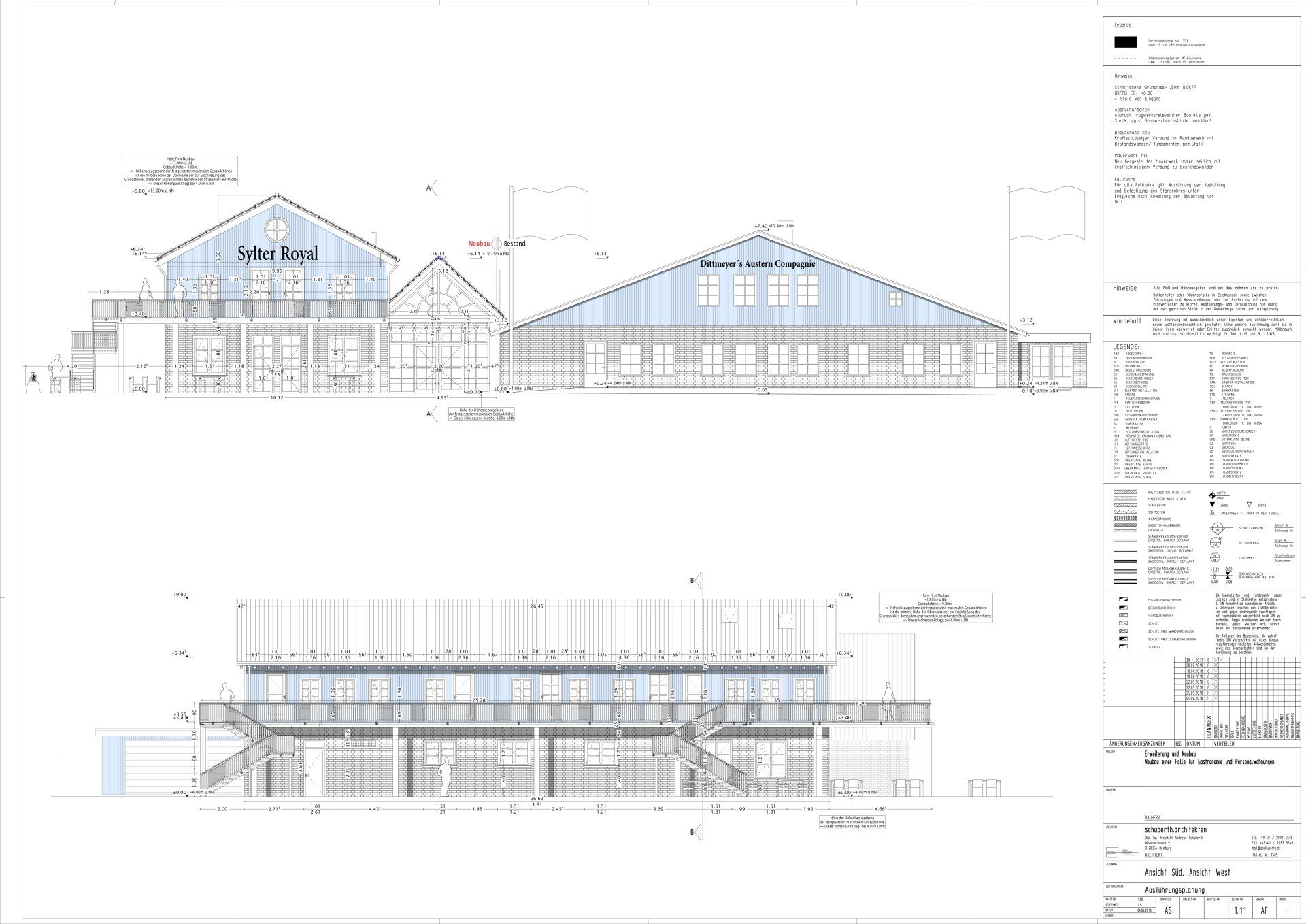 Ein paar Zeichnungen eines Gebäudes auf einem weißen Hintergrund.