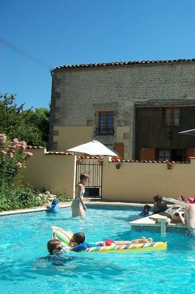 Cygne pool side family holiday cottage Les Vallaies
