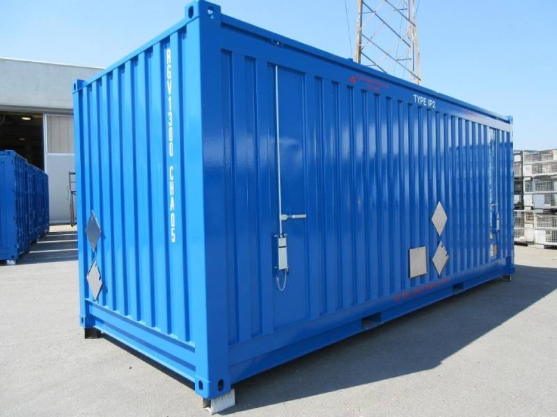 Blue radioactive container