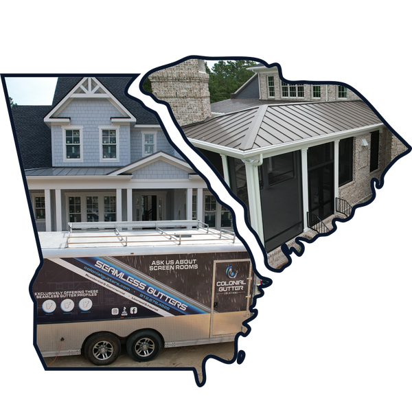 A picture of a house and a trailer in the shape of a state.