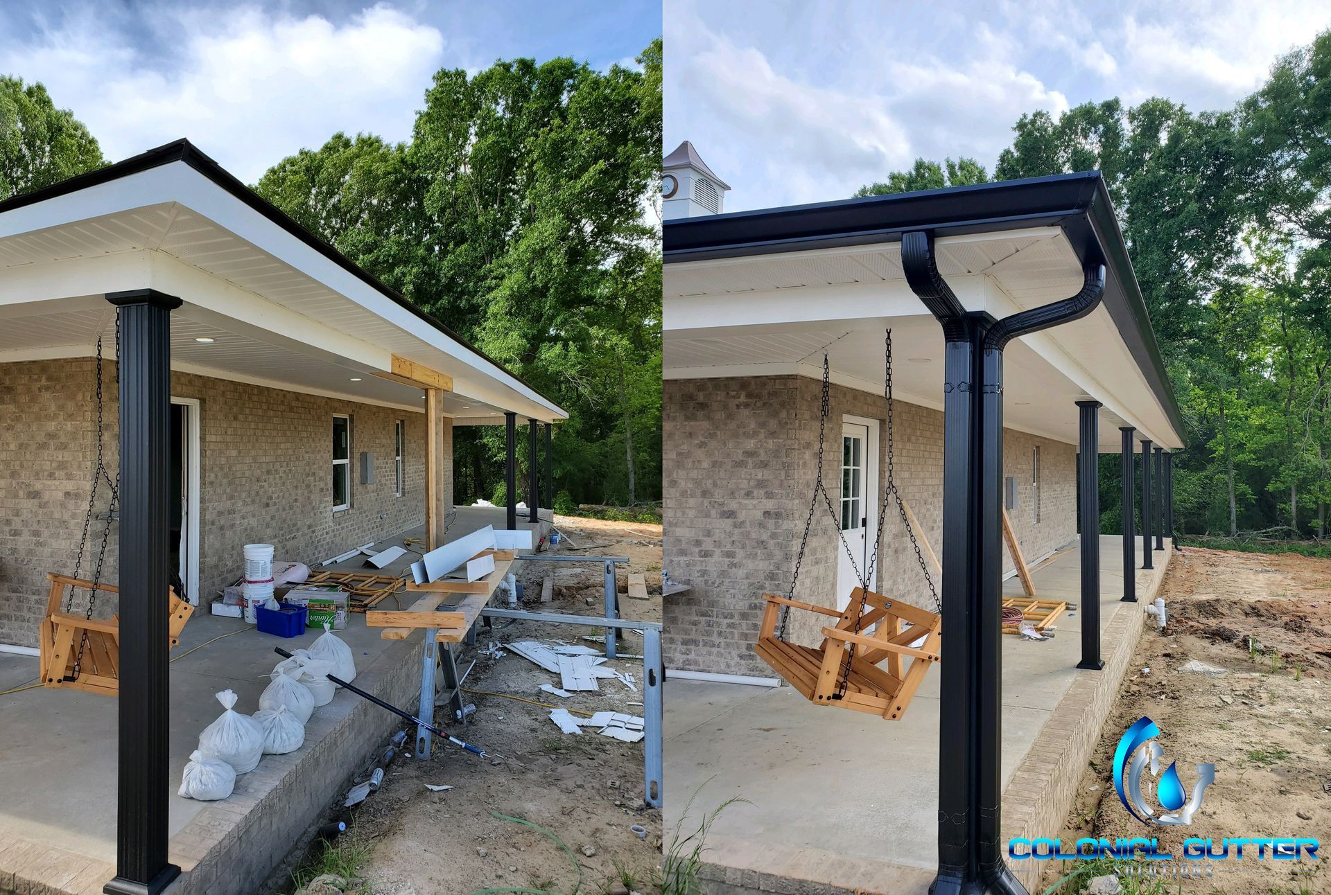 house porch before and after renovation. The