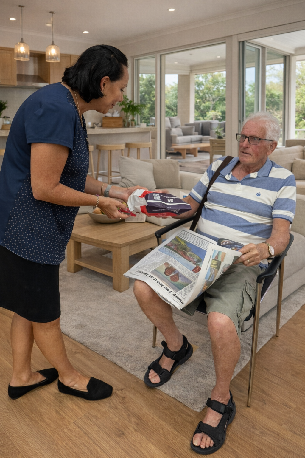 a Female Pharmacist is Talking on a Cell Phone in a Pharmacy — Warners Bay Pharmacy In Warners Bay, NSW