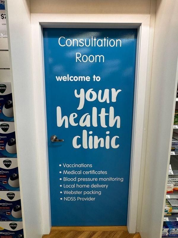 a Blue Door That Says Consultation Room Welcome to Your Health Clinic — Warners Bay Pharmacy In Warners Bay, NSW