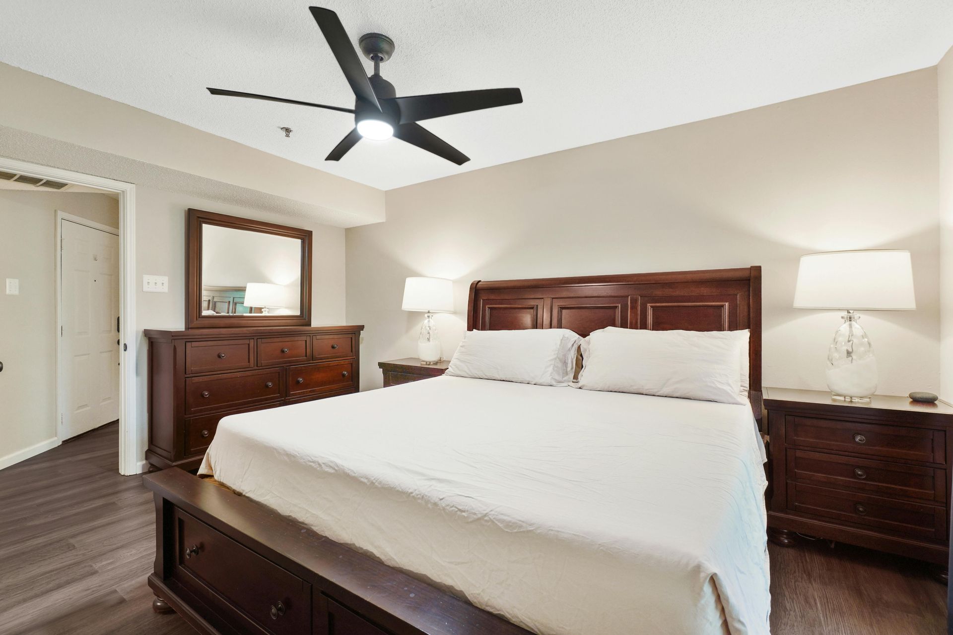 Ceiling fan installation in a bedroom