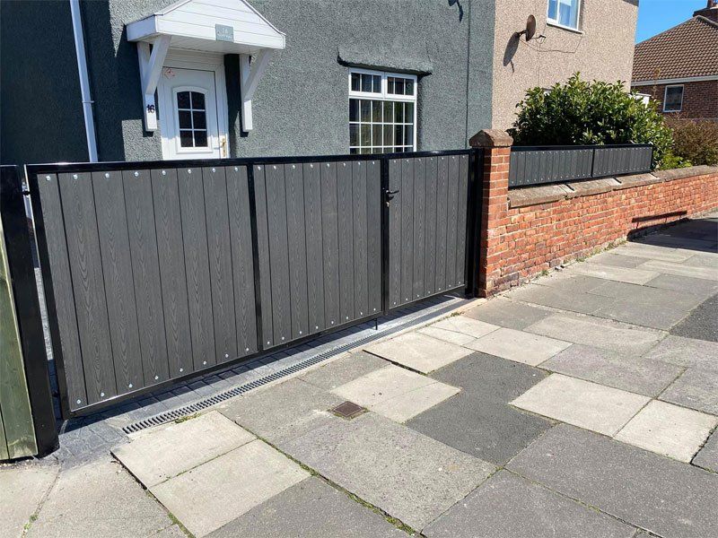 Charcoal black composite gates and railings fitted