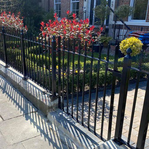 Black metal railings