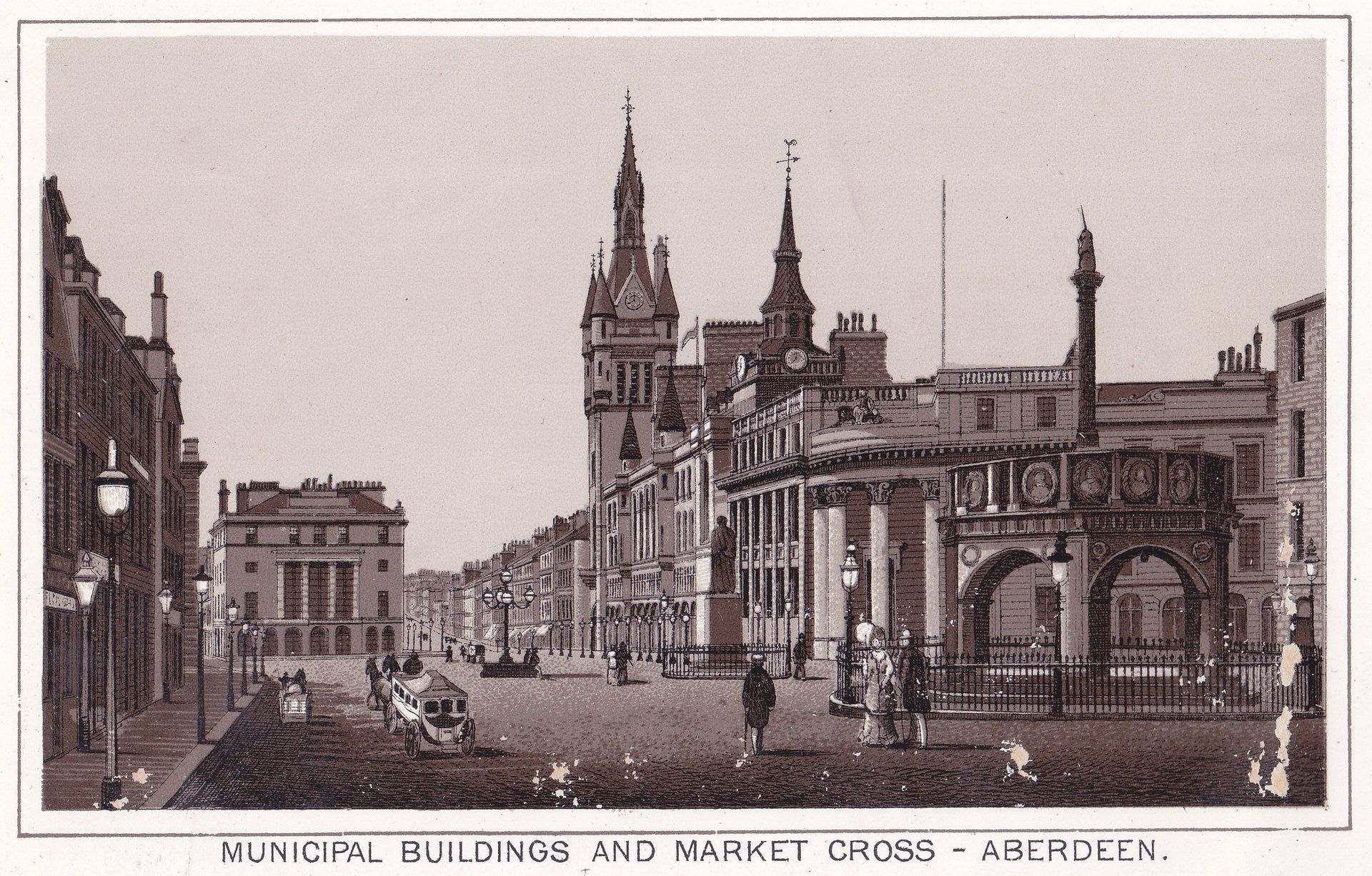 MUNICIPAL BUILDINGS AND MARKET CROSS - ABERDEEN.