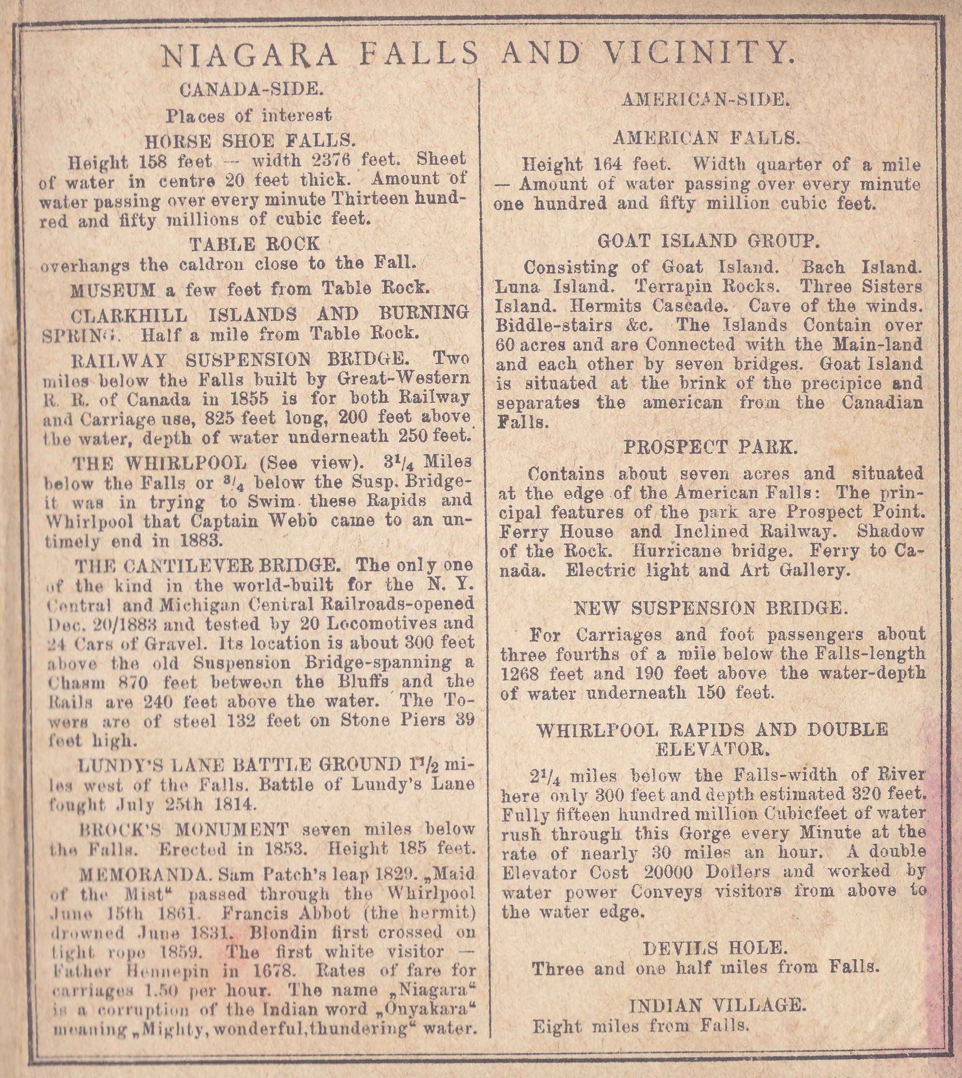 NIAGARA FALLS AND VICINITY.