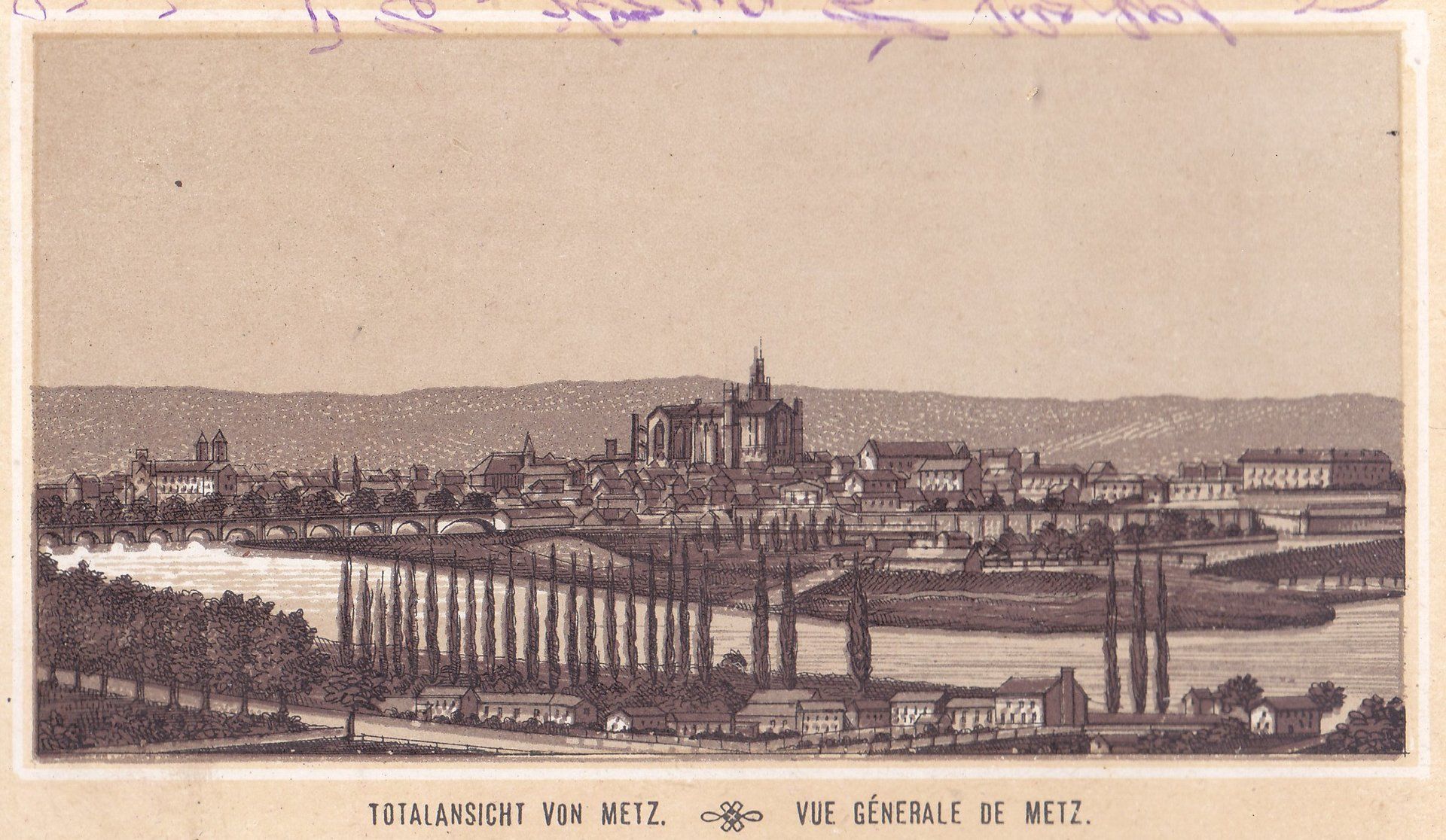TOTALANSICHT VON METZ. VUE GÉNERALE DE METZ.