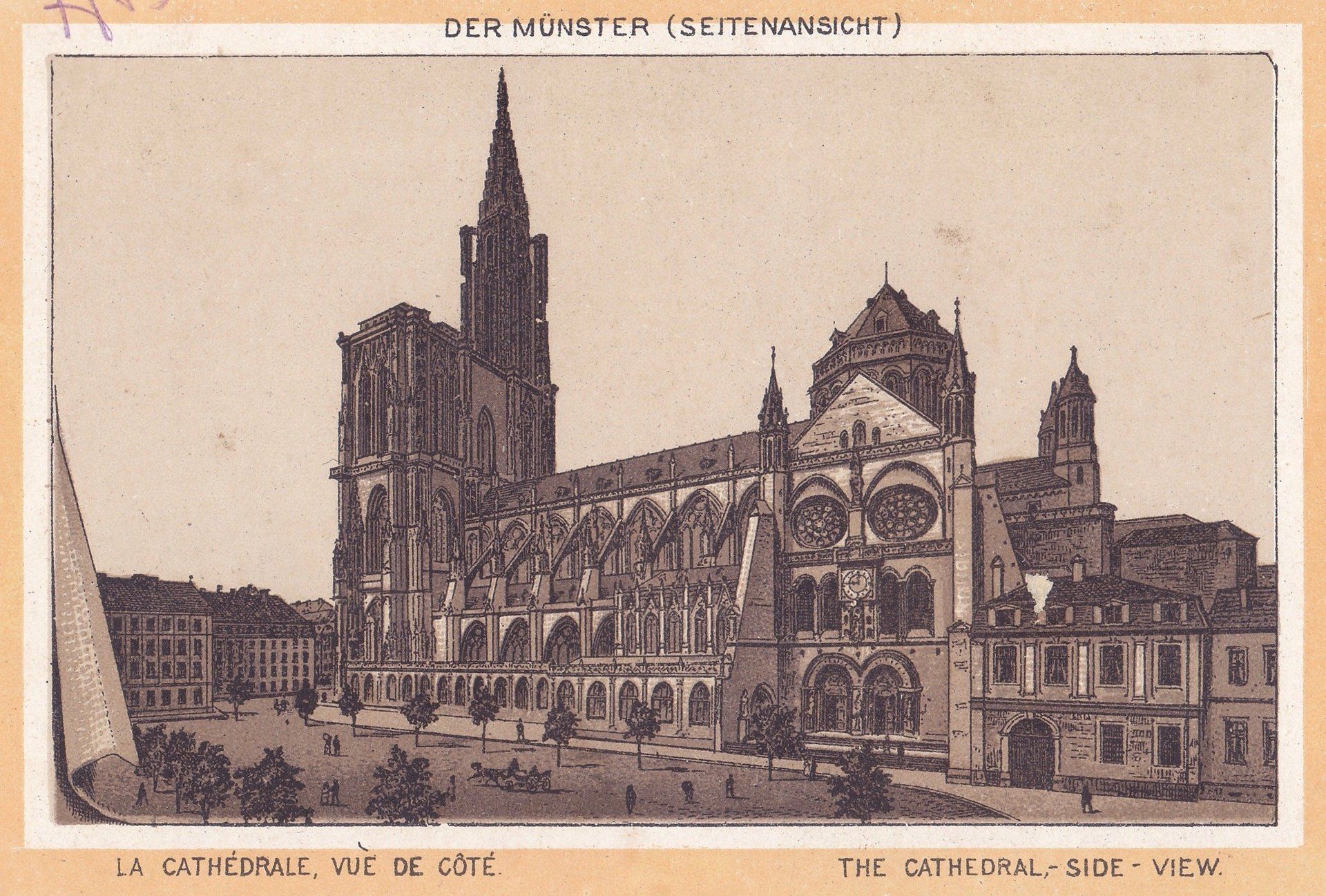 DER MÜNSTER (SEITENANSICHT) LA CATHÉDRALE, VUE DE CÔTÉ. THE CATHEDRAL, - SIDE-VIEW