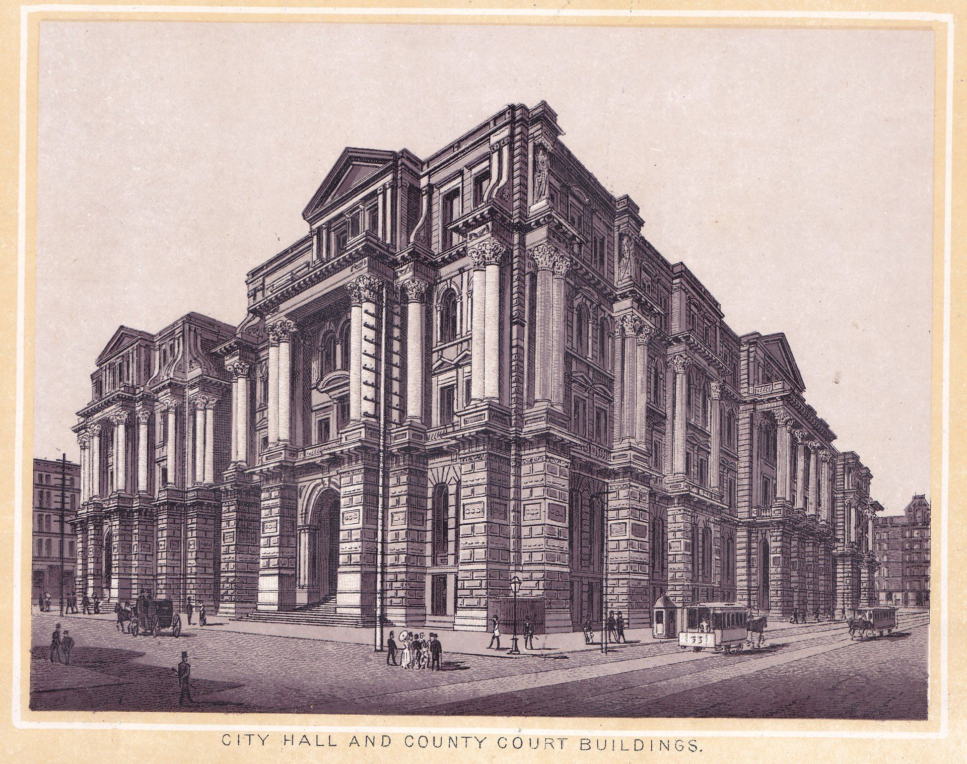 CITY HALL AND COUNTY COURT BUILDINGS.