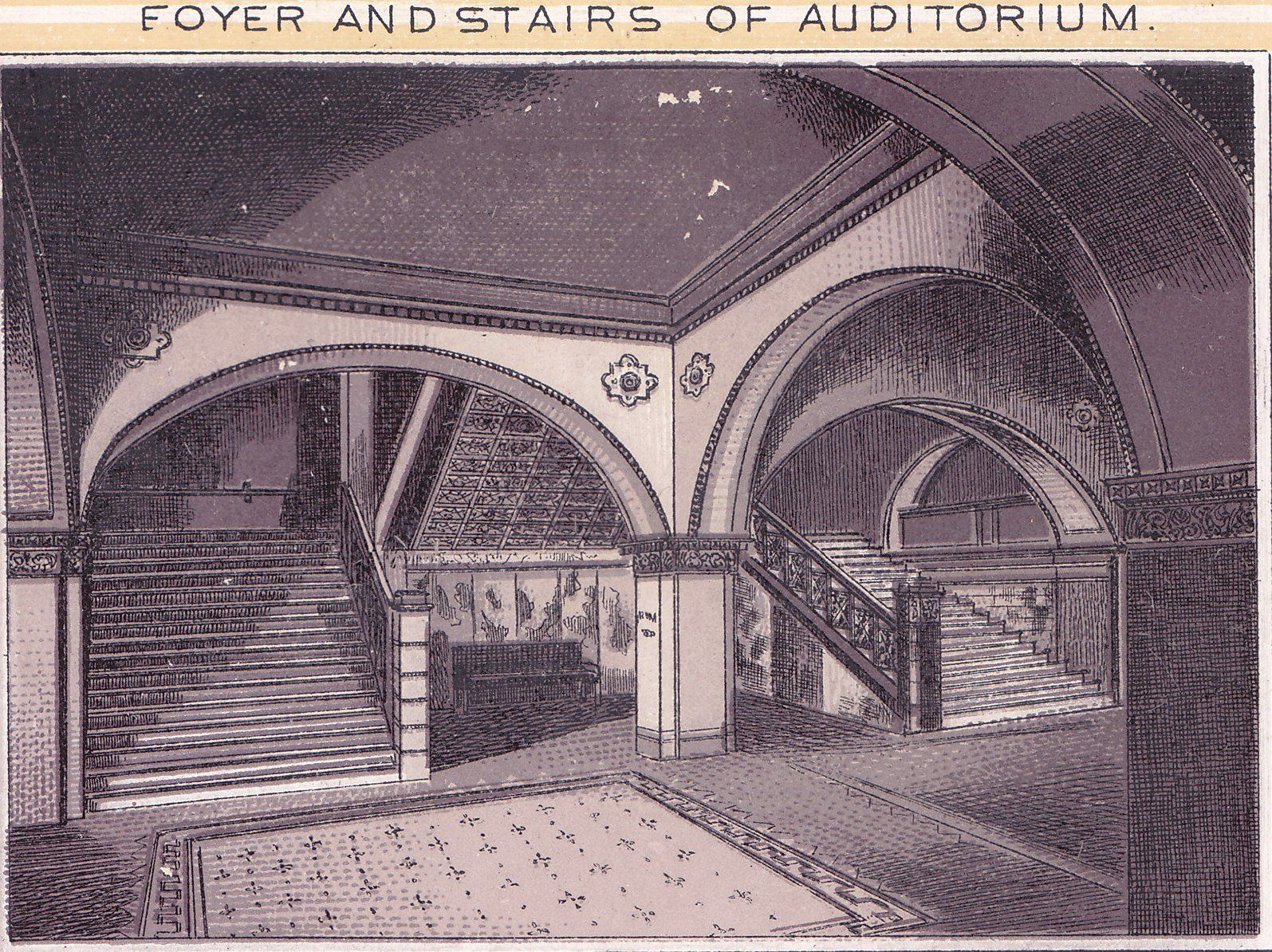 FOYER AND STAIRS OF AUDITORIUM.