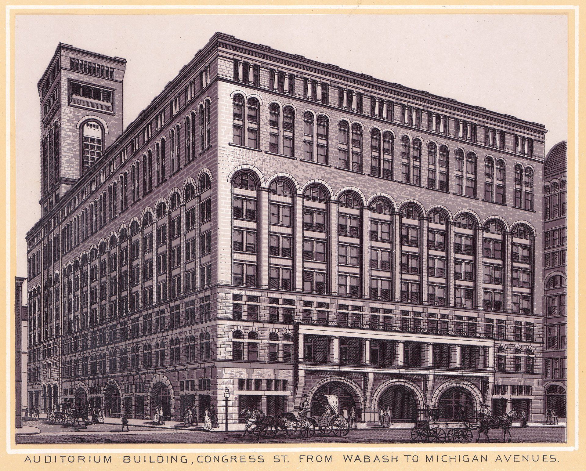 AUDITORIUM BUILDING, CONGRESS ST. FROM WABASH TO MICHIGAN AVENUES.