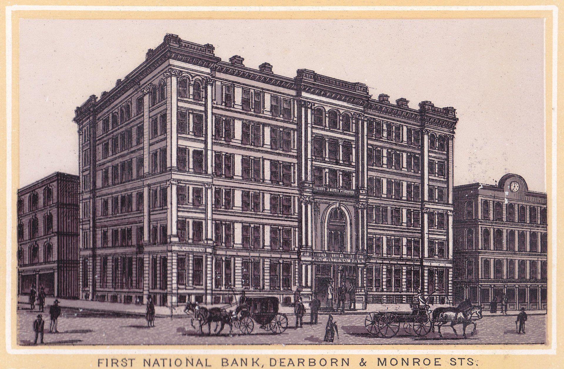 FIRST NATIONAL BANK, DEARBORN & MONROE STS.