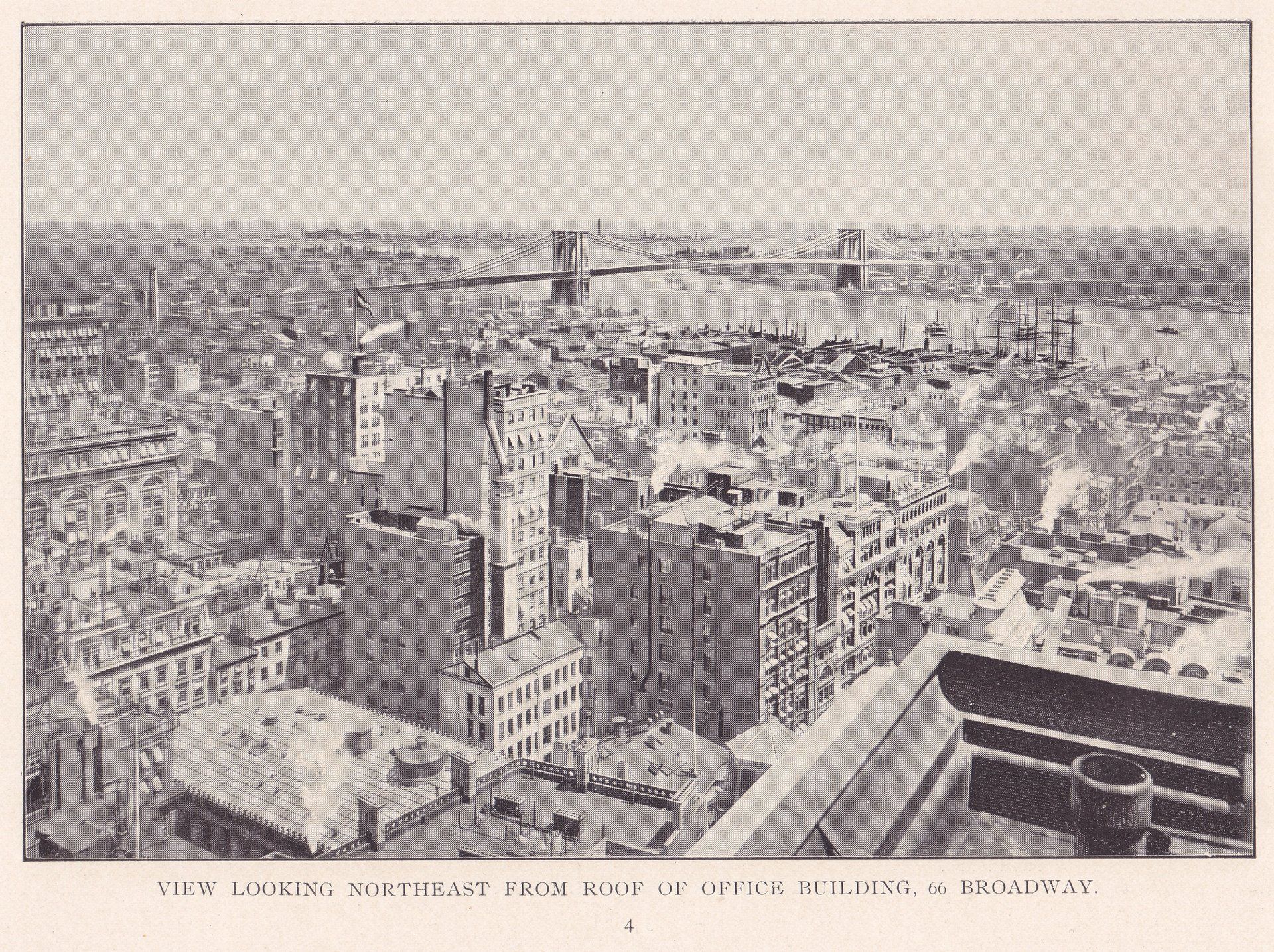VIEW LOOKING NORTHEAST FROM ROOF OF OFFICE BUILDING, 66 BROADWAY.