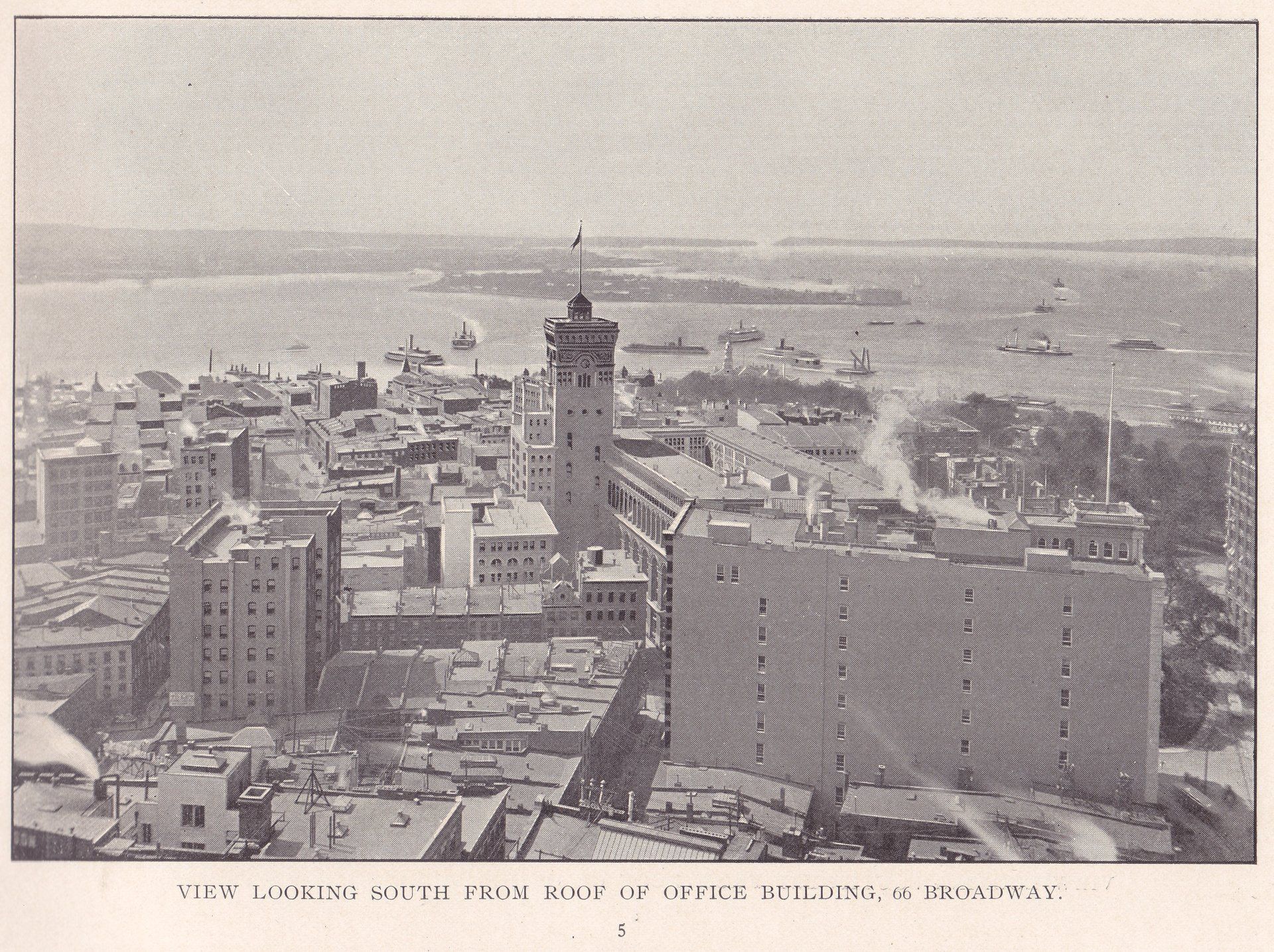 VIEW LOOKING SOUTH FROM ROOF OF OFFICE BUILDING, 66 BROADWAY.