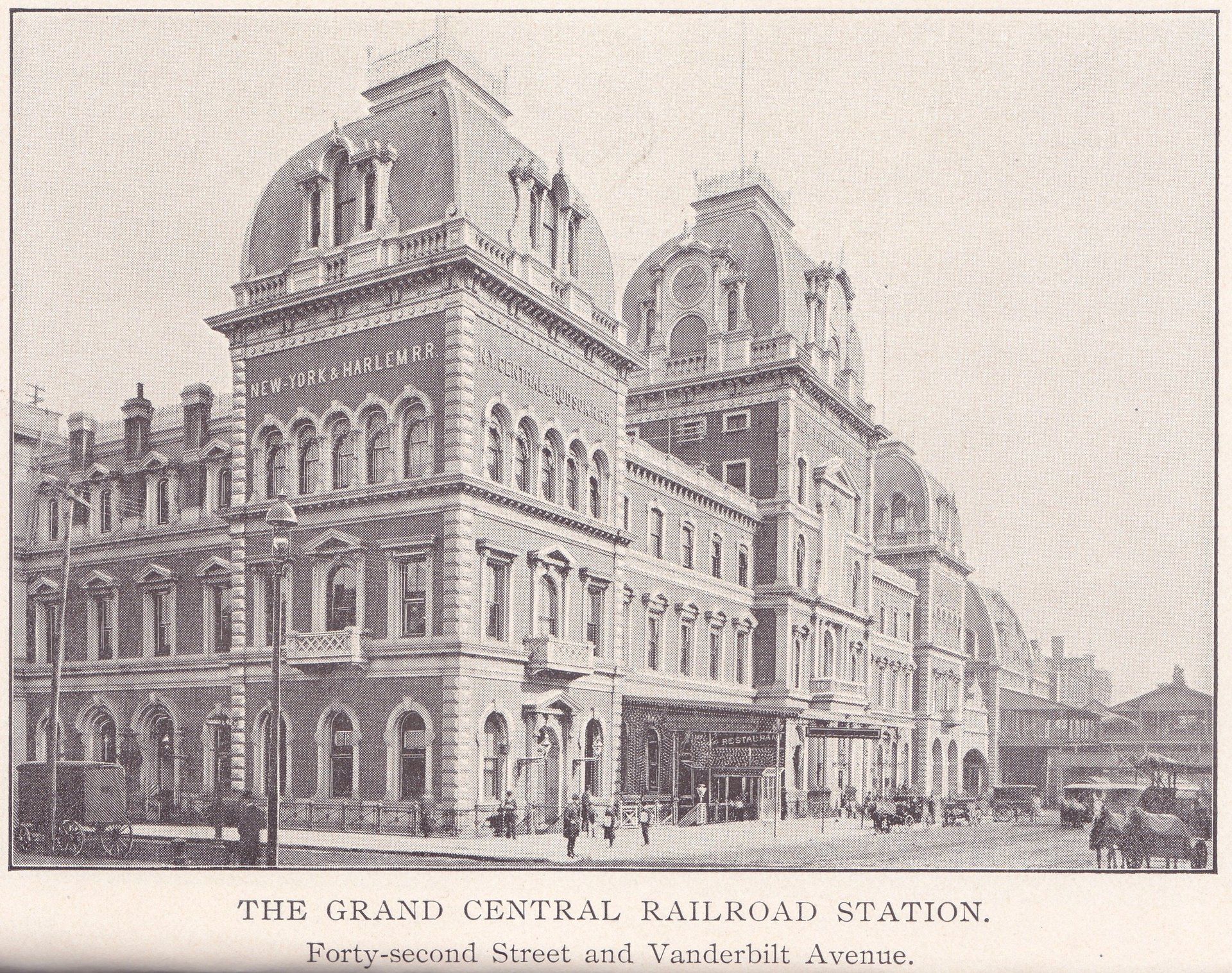 THE GRAND CENTRAL RAILROAD STATION. Forty-second Street and Vanderbilt Avenue.