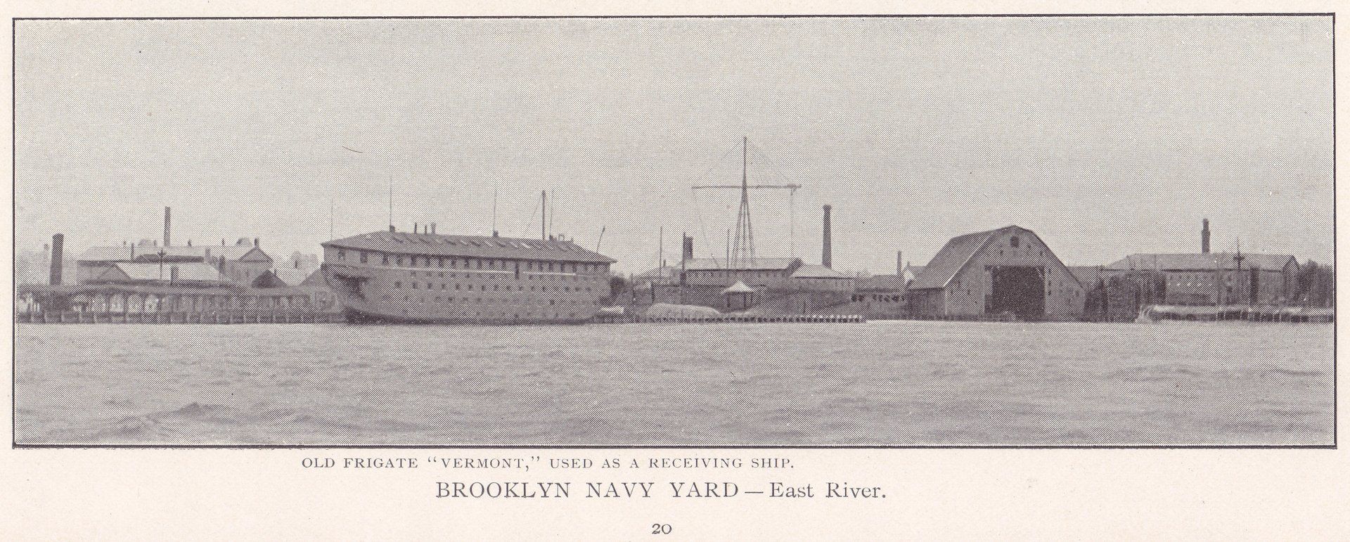 BROOKLYN NAVY YARD - East River.  OLD FRIGATE 
