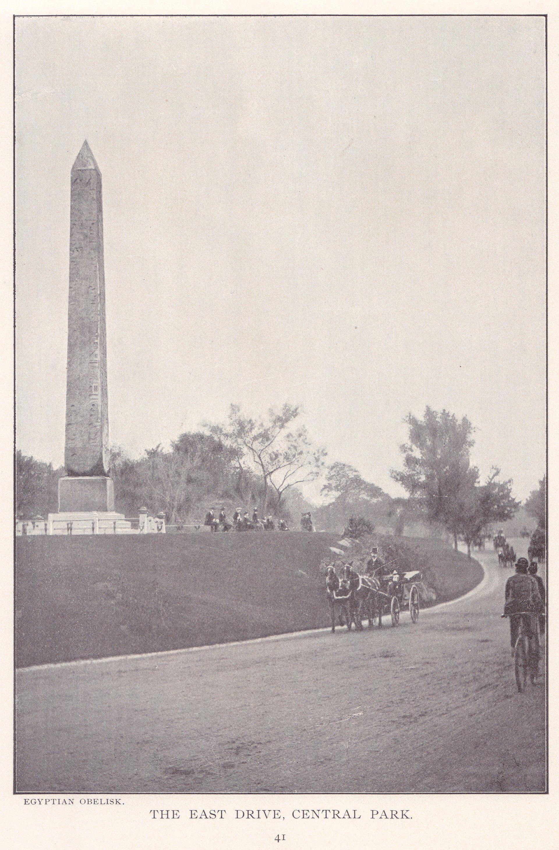THE EAST DRIVE, CENTRAL PARK.  EGYPTIAN OBELISK.