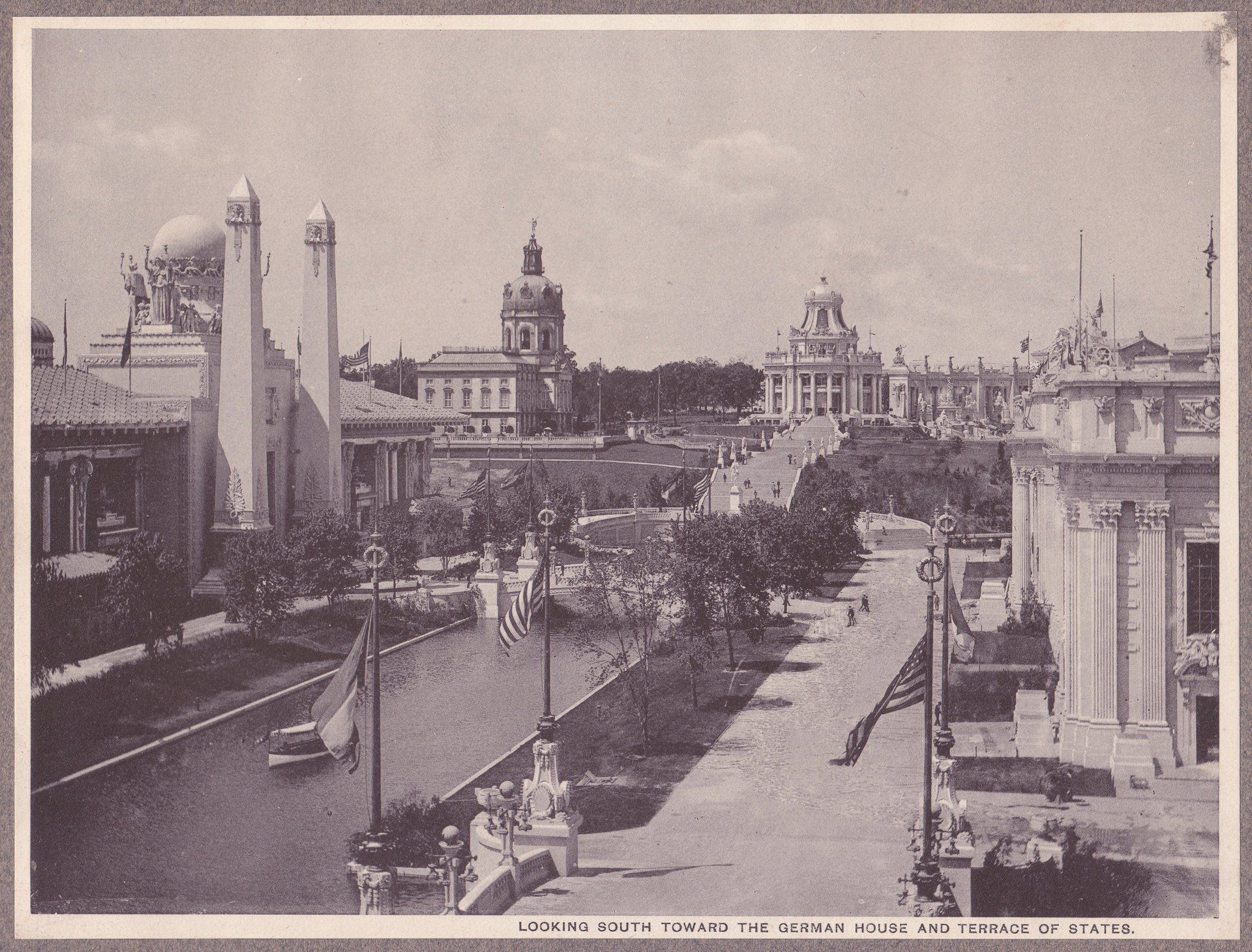 LOOKING SOUTHE TOWARD THE GERMAN HOUSE AND TERRACE OF STATES.