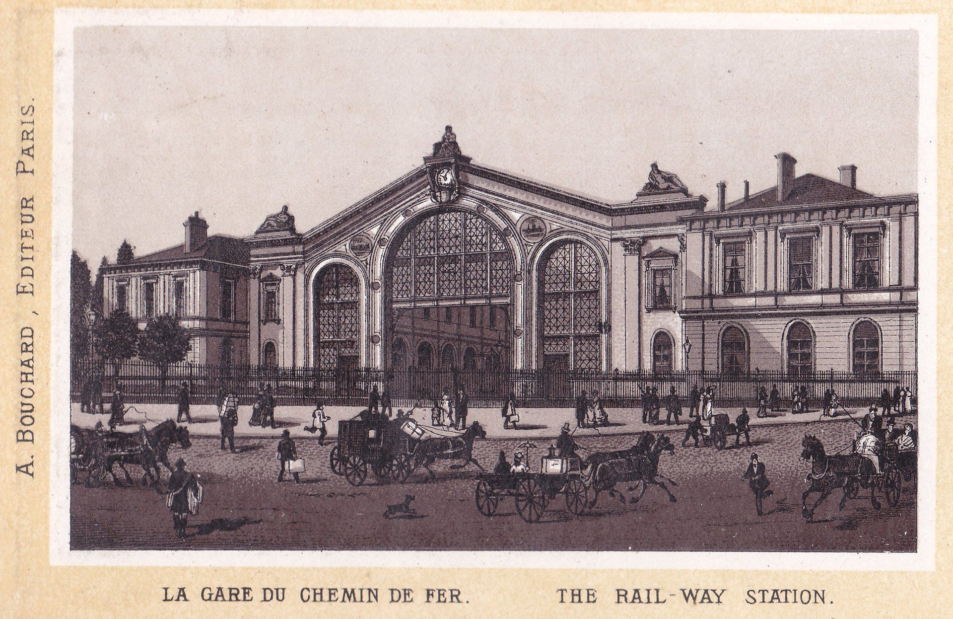 LA GARE DU CHEMIN DE FER. THE RAIL-WAY STATION.  A. Bouchard, Editeur Paris.