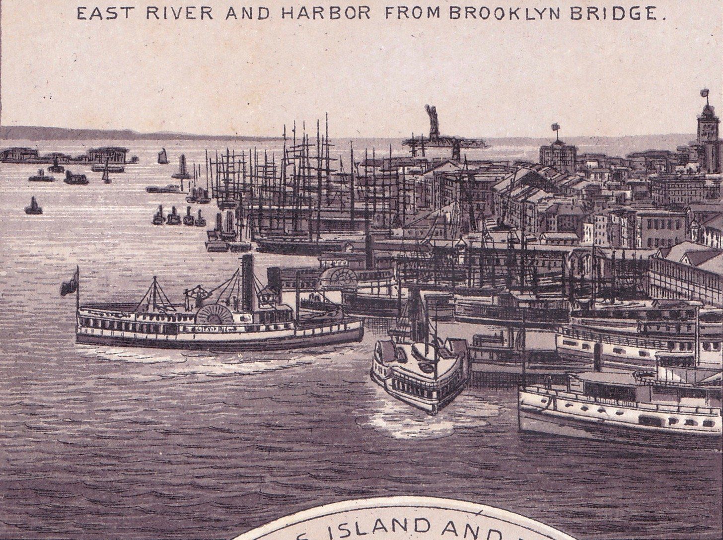 EAST RIVER AND HARBOR FROM BROOKLYN BRIDGE.