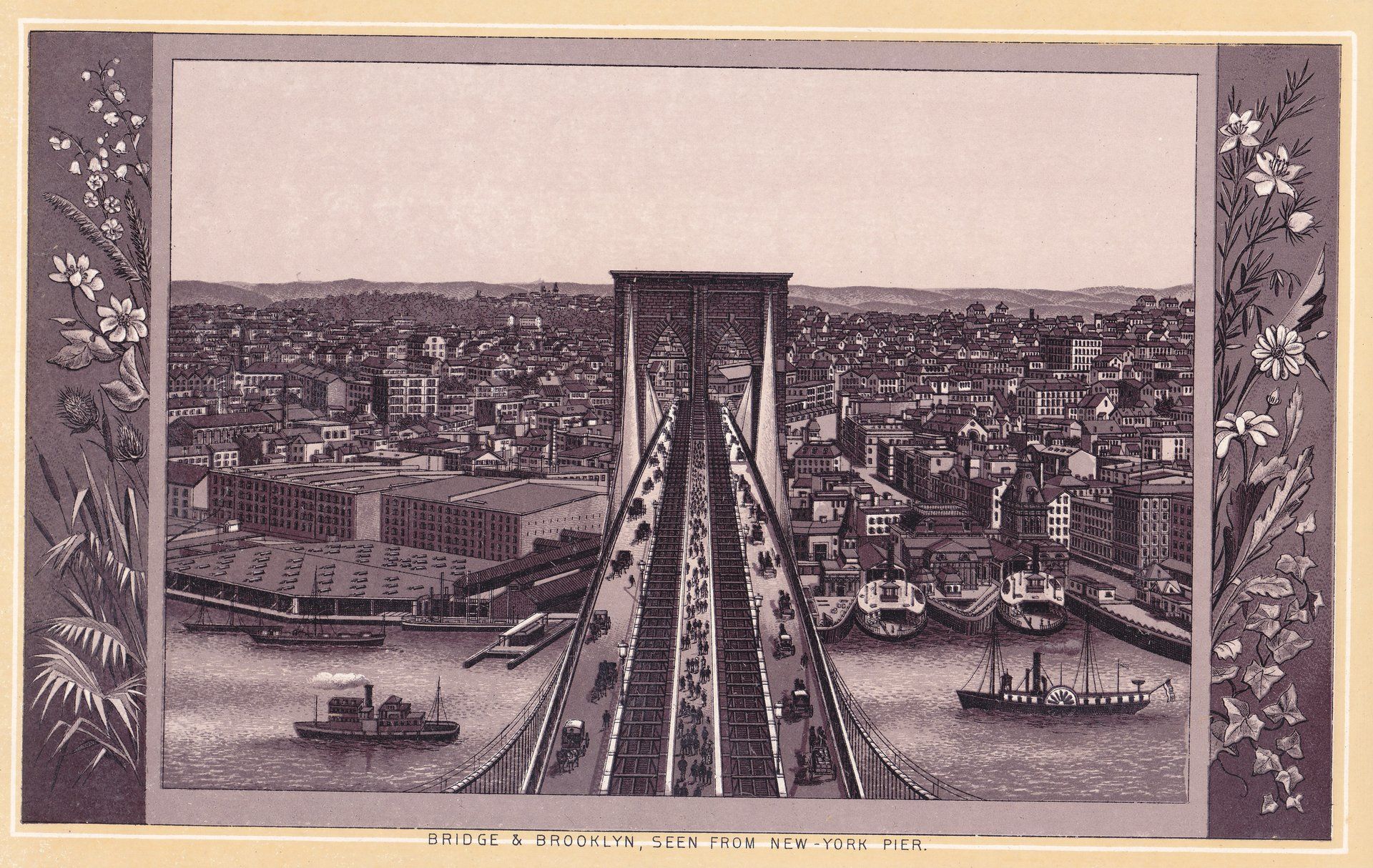 BRIDGE & BROOKLYN, SEEN FROM NEW-YORK PIER.