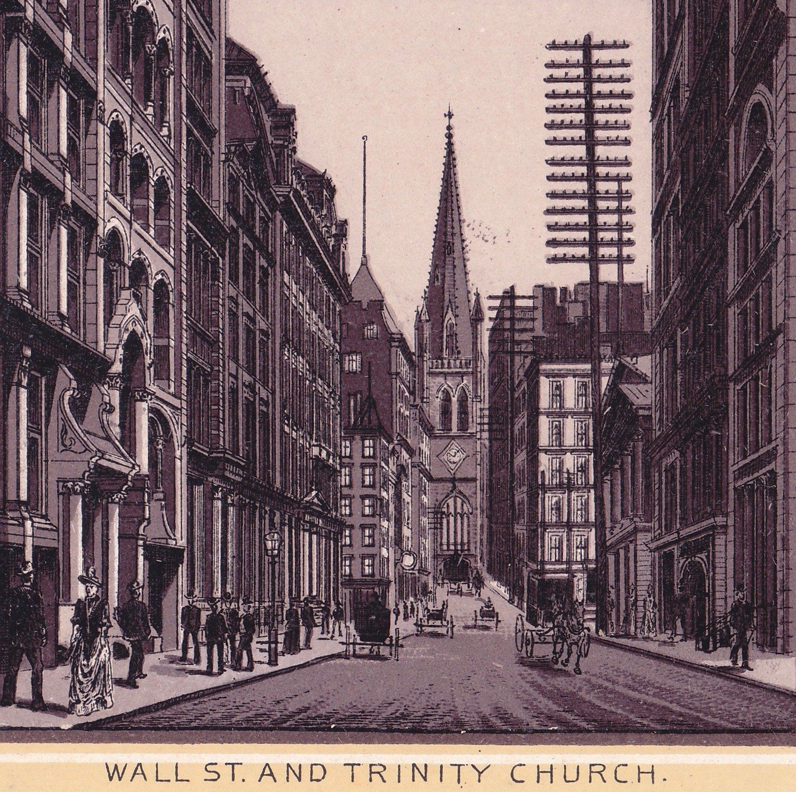 WALL ST. AND TRINITY CHURCH.