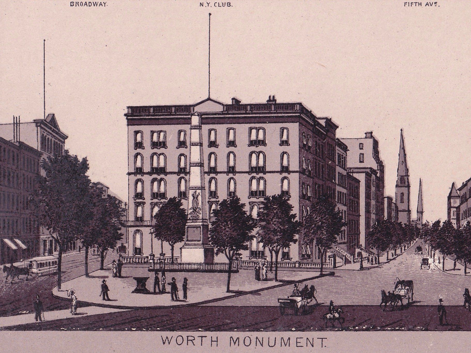 WORTH MONUMENT.  BROADWAY.  N. Y. CLUB.  FIFTH AVE.