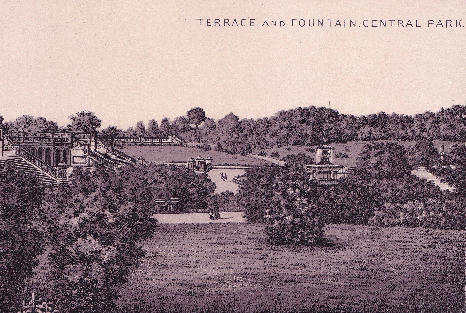 TERRACE AND FOUNTAIN. CENTRAL PARK.