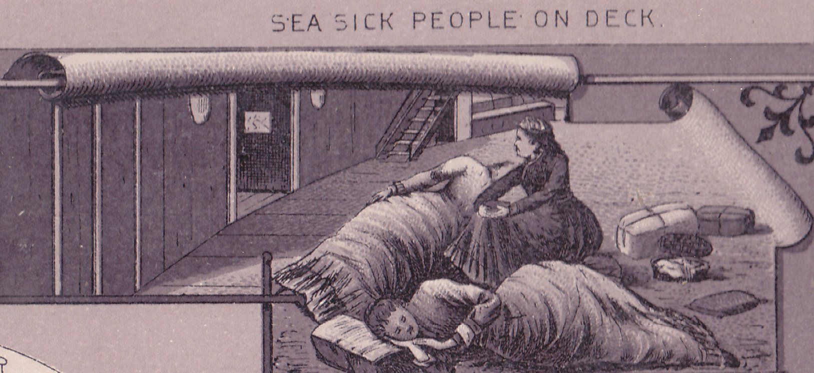 SEA SICK PEOPLE ON DECK.
