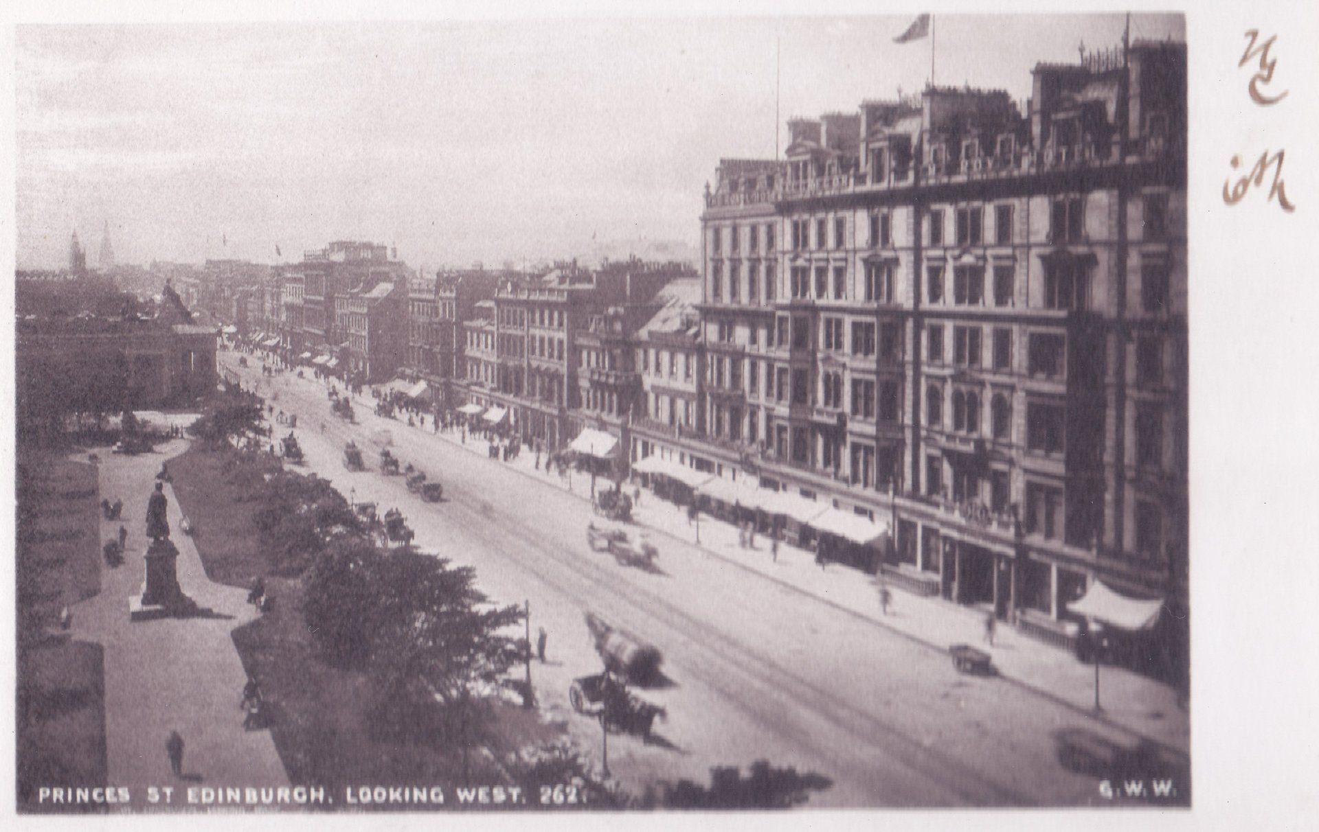 PRINCES ST EDINBURGH. LOOKING WEST. 262. G. W. W.