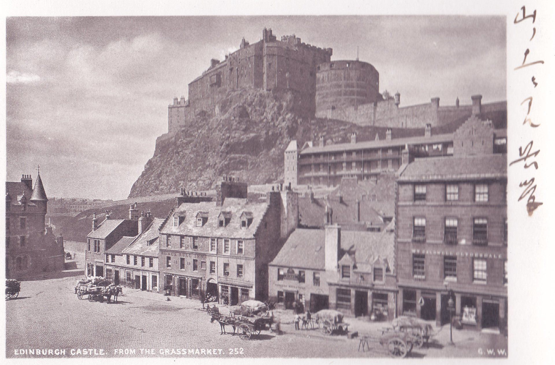 EDINBURGH CASTLE. FROM THE GRASSMARKET. 252 G. W. W.