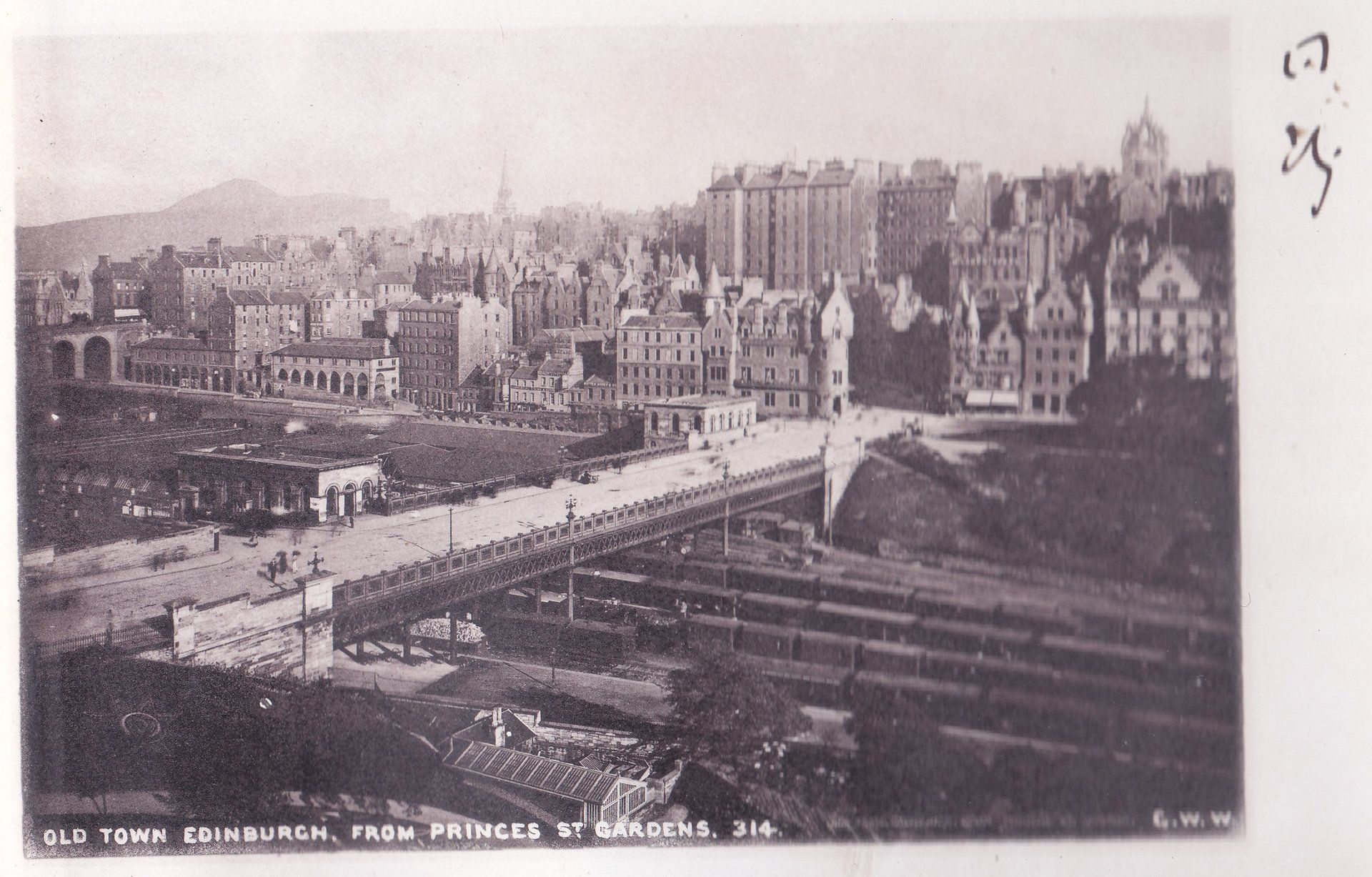 OLD TOWN EDINBURGH. FROM PRINCES ST GARDENS. 314. G. W. W.