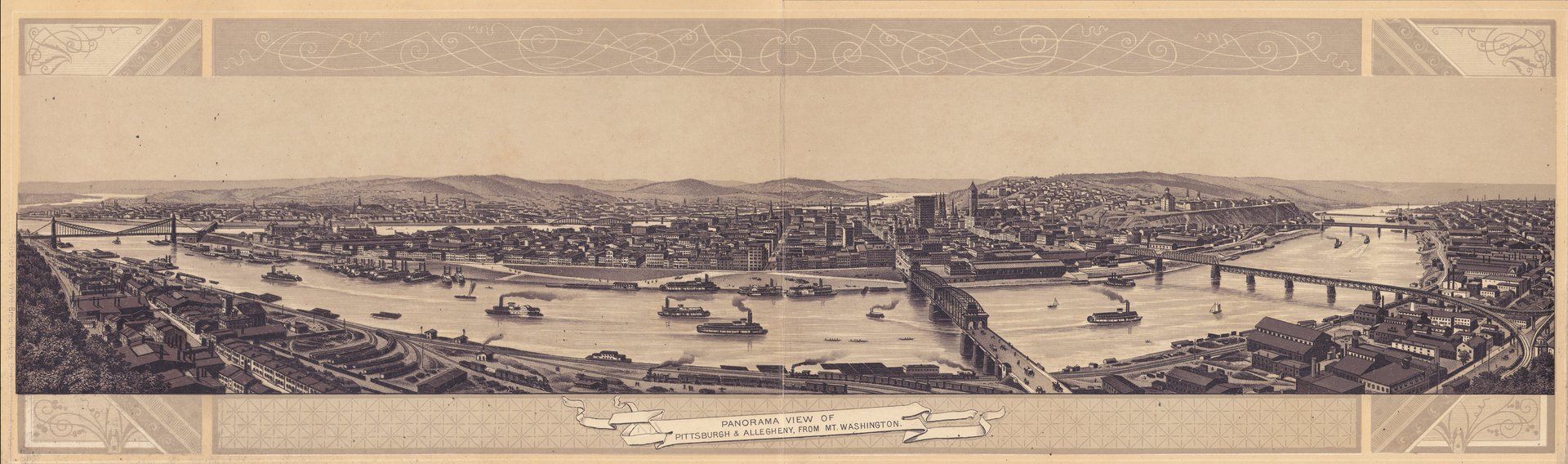 PANORAMA VIEW OF PITTSBURGH & ALLEGHENY, FROM MT. WASHINGTON.