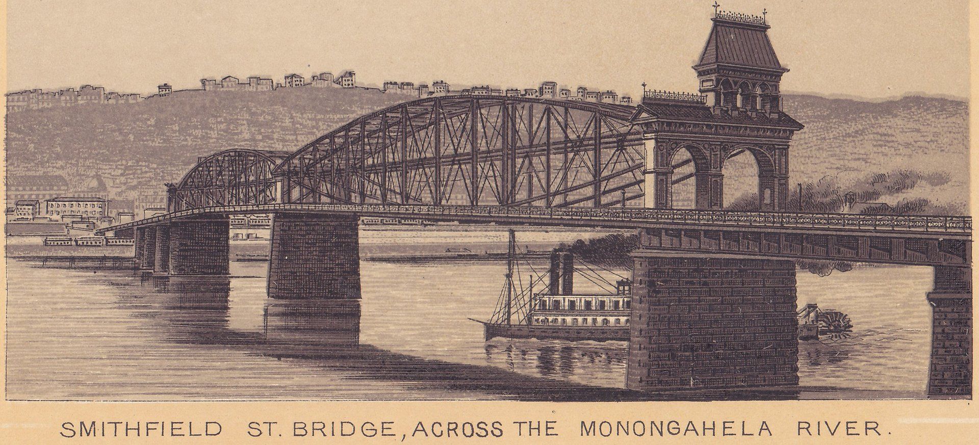 SMITHFIELD ST. BRIDGE, ACROSS THE MONONGAHELA RIVER.
