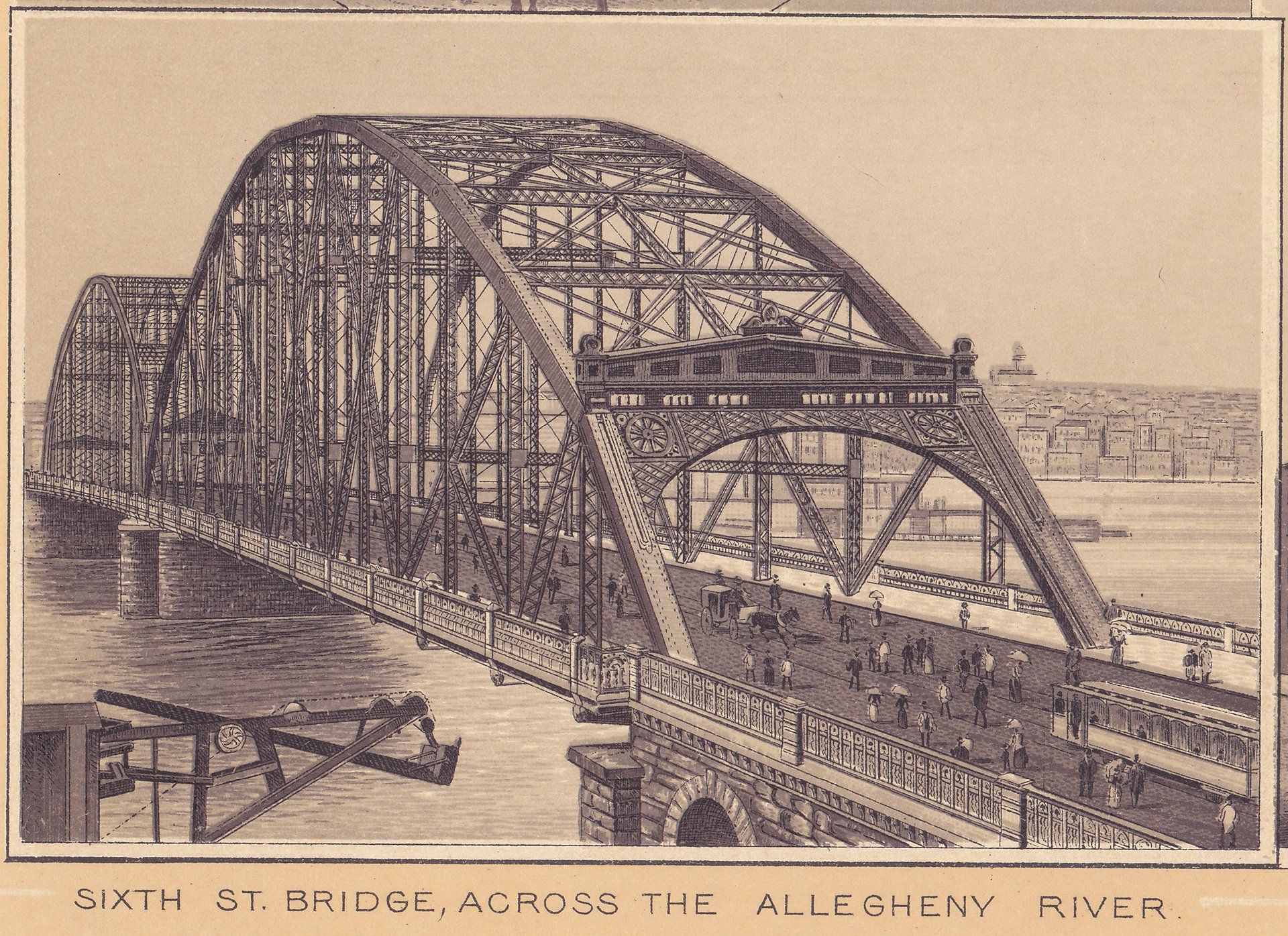 SIXTH ST.BRIDGE, ACROSS THE ALLEGHENY RIVER.