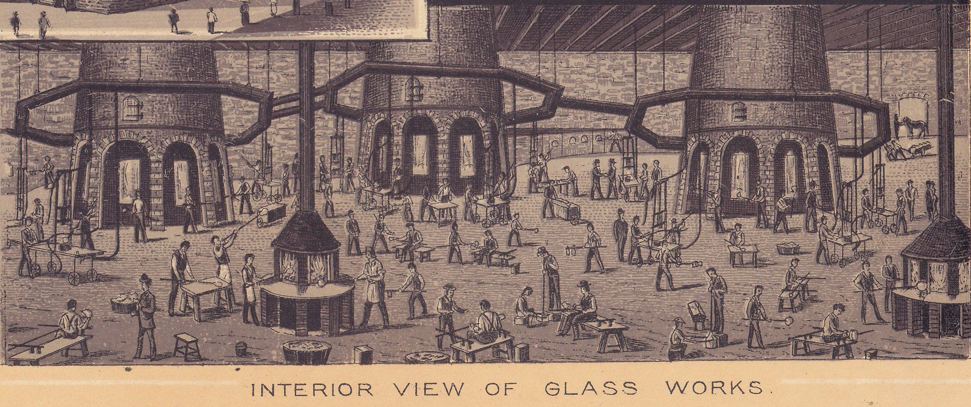 INTERIOR VIEW OF GLASS WORKS.