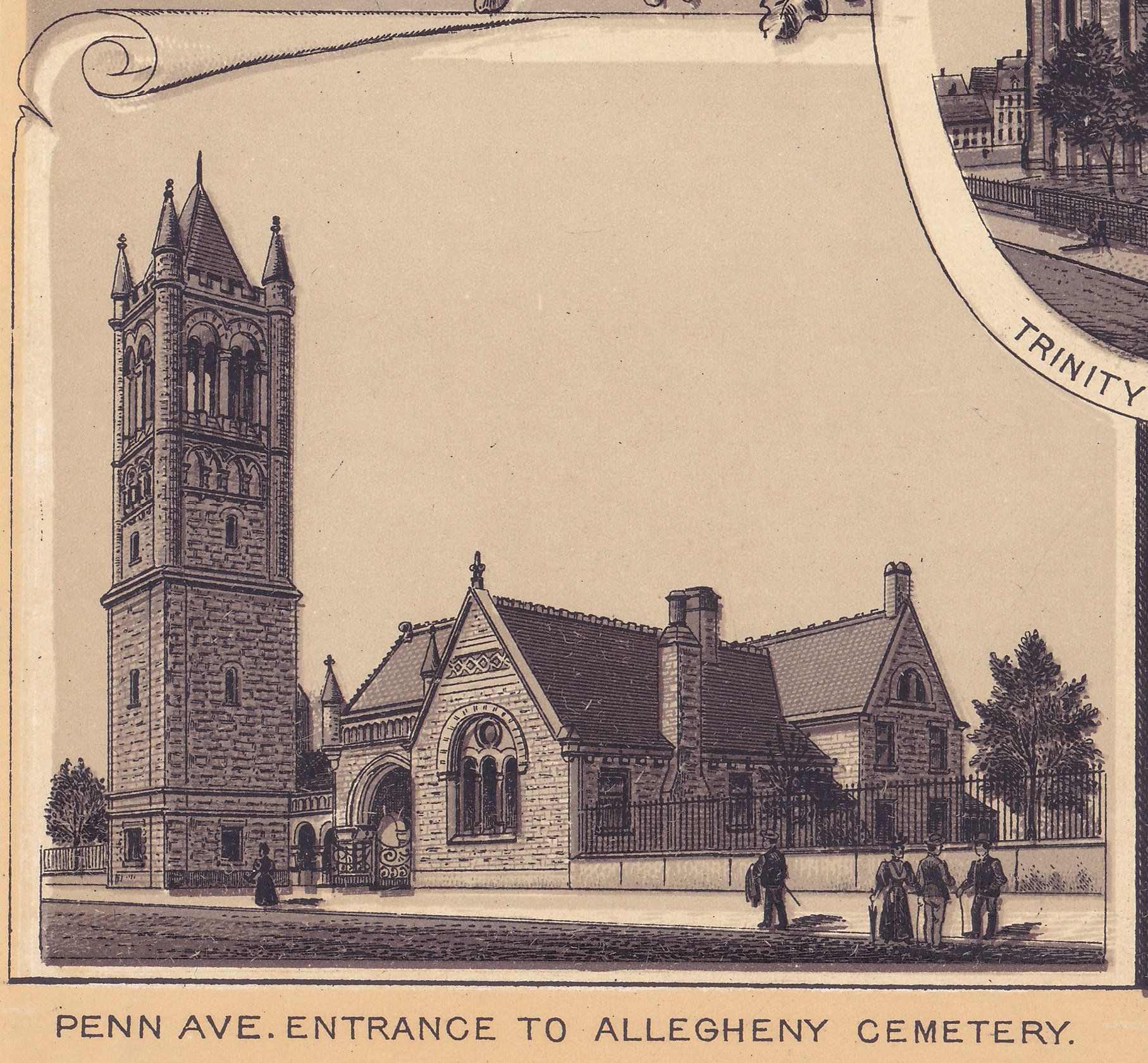 PENN AVE. ENTRANCE TO ALLEGHENY CEMETERY.