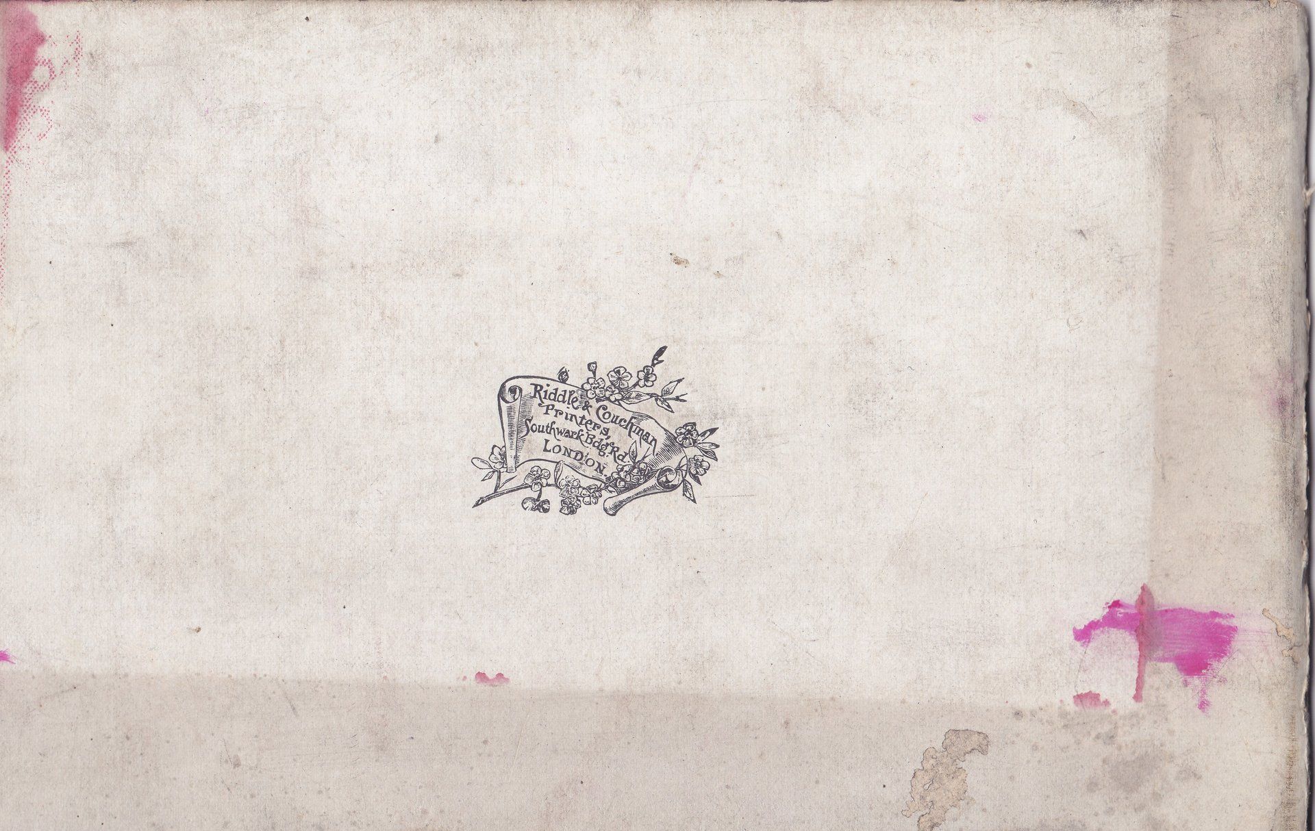 Riddle & Couchman  Printers.  Southwark Bdg. Rd. LONDON