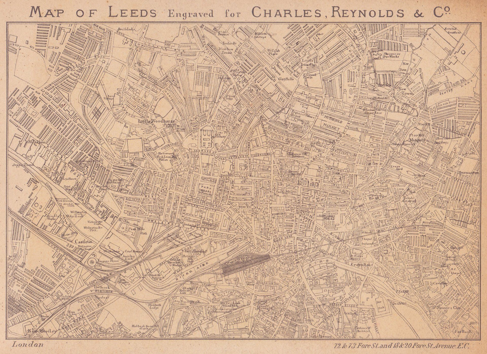 MAP OF LEEDS Engraved for CHARLES, REYNOLDS & Co