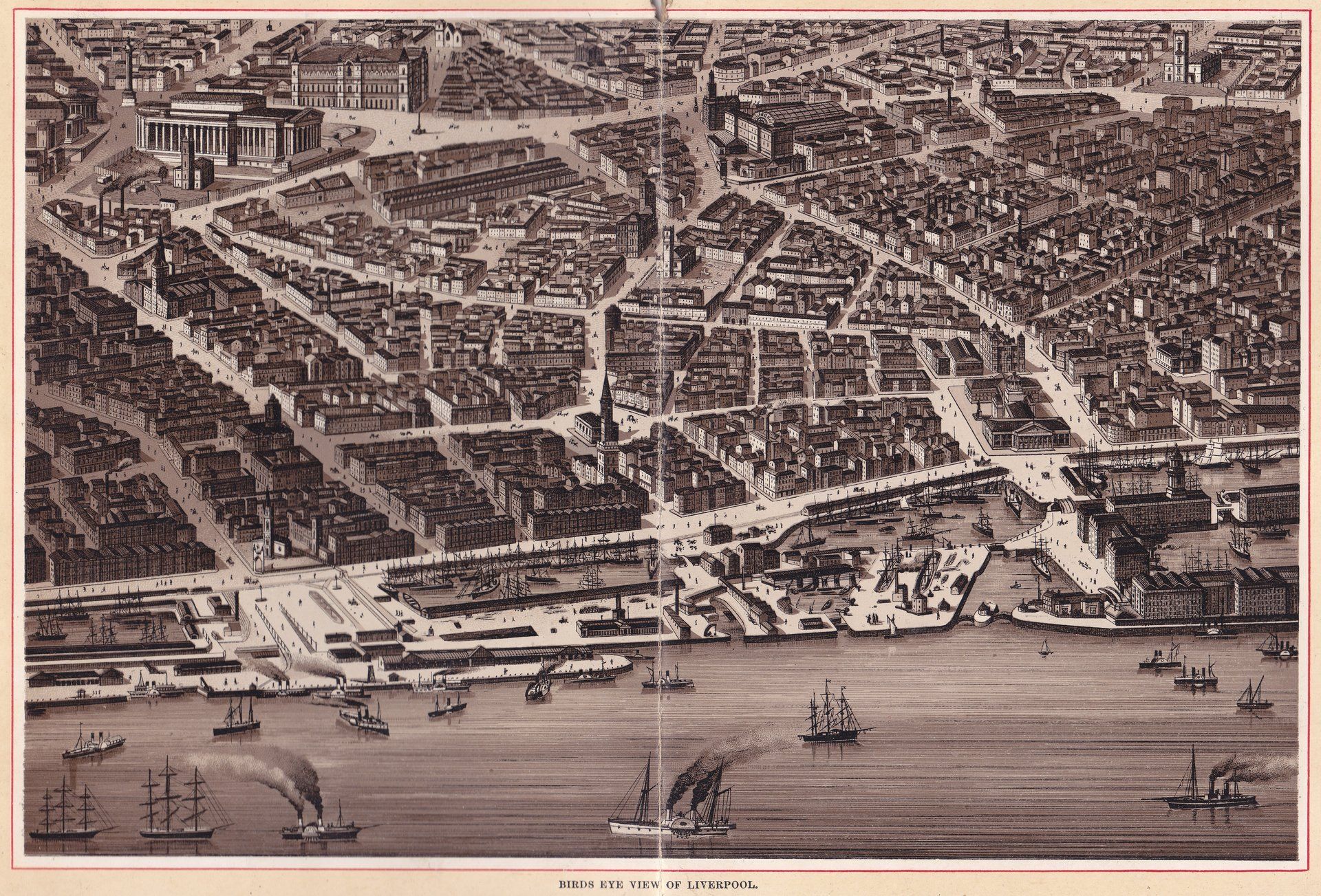 BIRD'S EYE VIEW OF LIVERPOOL.